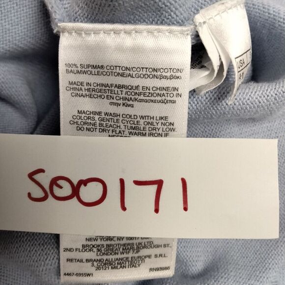 Brooks Brothers 346 Cardigan Sweater Wmns Small Supima Cotton Light Blue Black - Picture 11 of 11